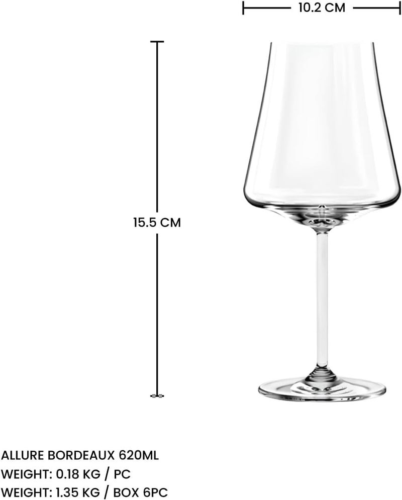 Ocean Allure Bordeaux Wine Glass - 620ml (Set of 6) - Elegant Stemware for Full-Bodied Red Wines - Image 3